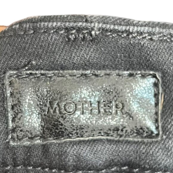 MOTHER Looker Ankle Fray Jeans Women’s Size 25 Black Guilty As Sin Cropped - Picture 9 of 12